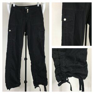 I AM GIA Black Ruching Adj Drawstring Hem Cargo Pockets Pant Jeans